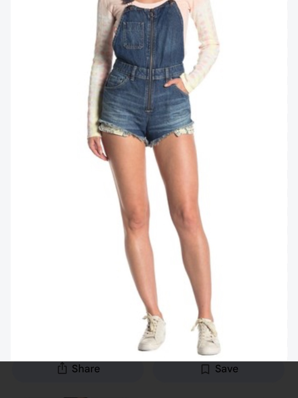 We the Free Denim Zip-Front Women's Shorts Romper - Blue